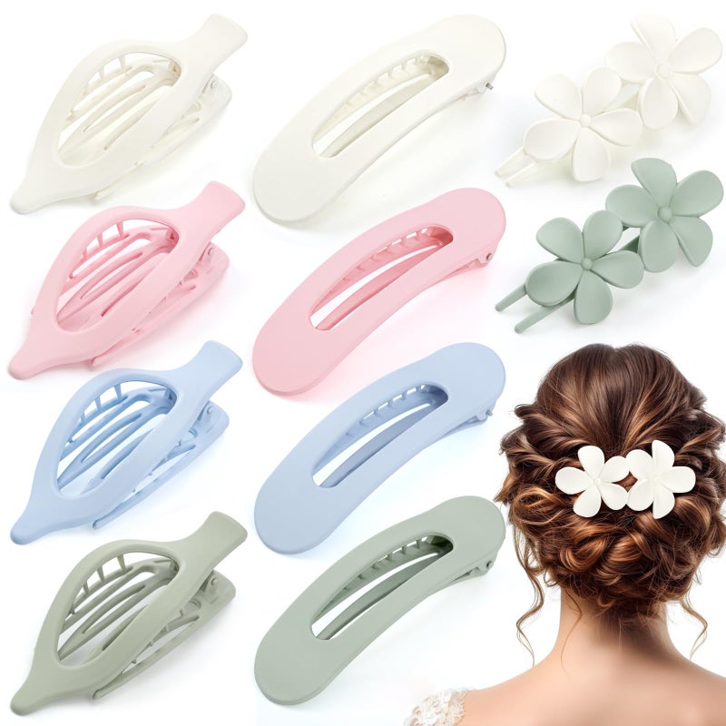 10 Pcs Flat Hair Clips for Women 3 Styles French Flat Claw Clips Nonslip Matte Hair Clips for Thin Thick Hair Multicolor